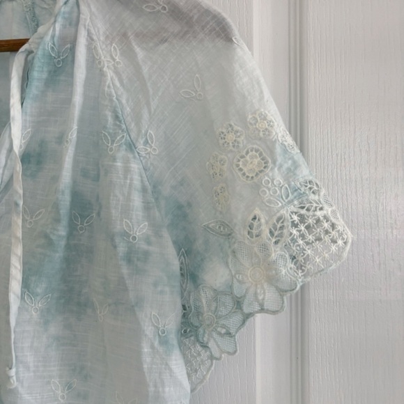 Anthropologie Tie Dye Eyelet Top Blue - Picture 5 of 11